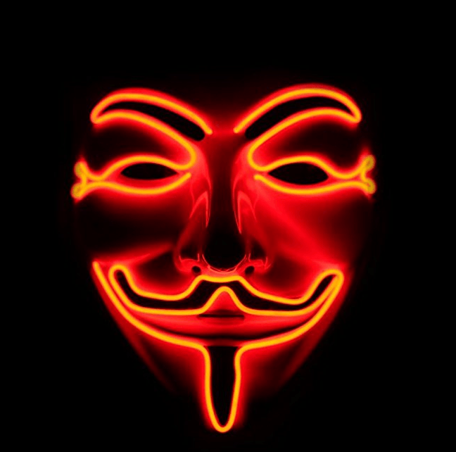 Blue LED Light Up - Guy Fawkes Mask