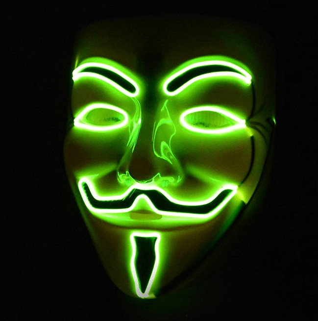 Blue LED Light Up - Guy Fawkes Mask