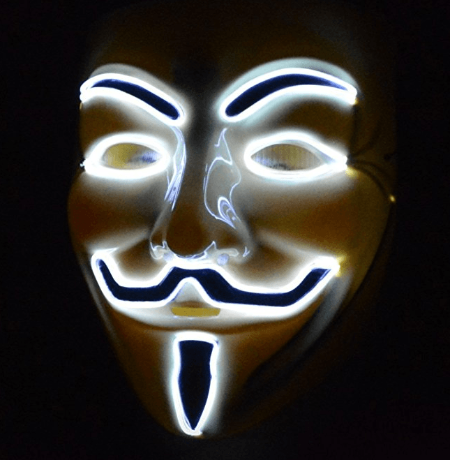 Blue LED Light Up - Guy Fawkes Mask