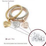 3 Set of Heart Charm Bracelets with Austrian Crystals