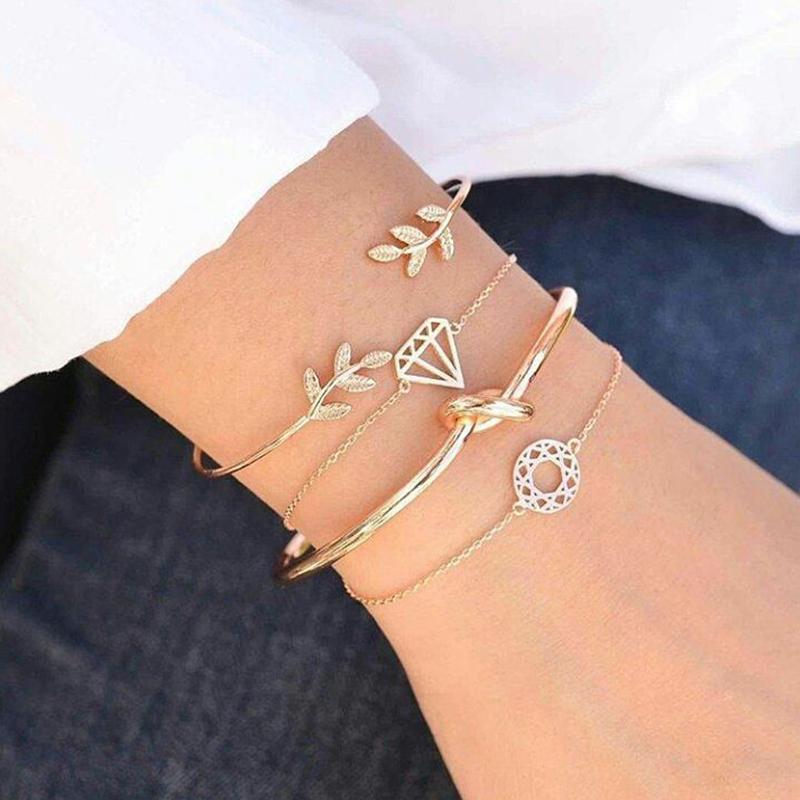 Bohemian Glam Gold Bracelets Stack - 4pcs