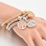 "Tree of Life" Heart Edition Charm Bracelet with Real Austrian Crystals