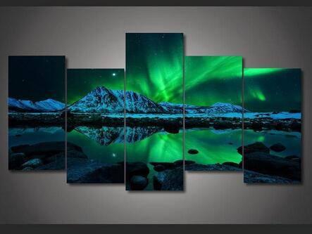 Aurora Borealis - 5 Panel Canvas Art