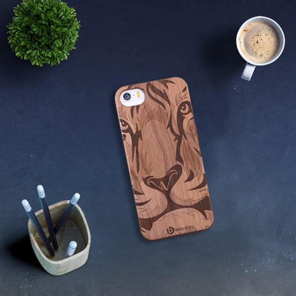 Lion Face Slim Wood Case - iPhone