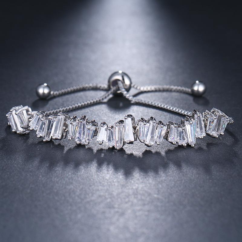 2 Sets of Baguette Crystal Adjustable Bracelet