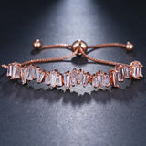 2 Sets of Baguette Crystal Adjustable Bracelet