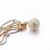 2 Sets of Gold Ball Necklace with Rhinestone Pendant - Necklace