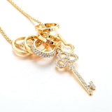 Gold Key - Long Necklace with Austrian Crystals