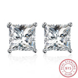 Princess Cut Sterling Silver Earrings