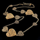 Heart Chain Long Necklace with Austrian Crystals