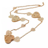 Heart Chain Long Necklace with Austrian Crystals