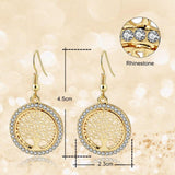 "Tree Of Life" - Gold Earrings w/ Rhinestones