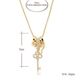 Gold Key - Long Necklace with Austrian Crystals