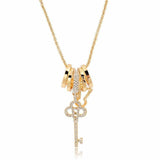 Gold Key - Long Necklace with Austrian Crystals