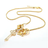 Gold Key - Long Necklace with Austrian Crystals