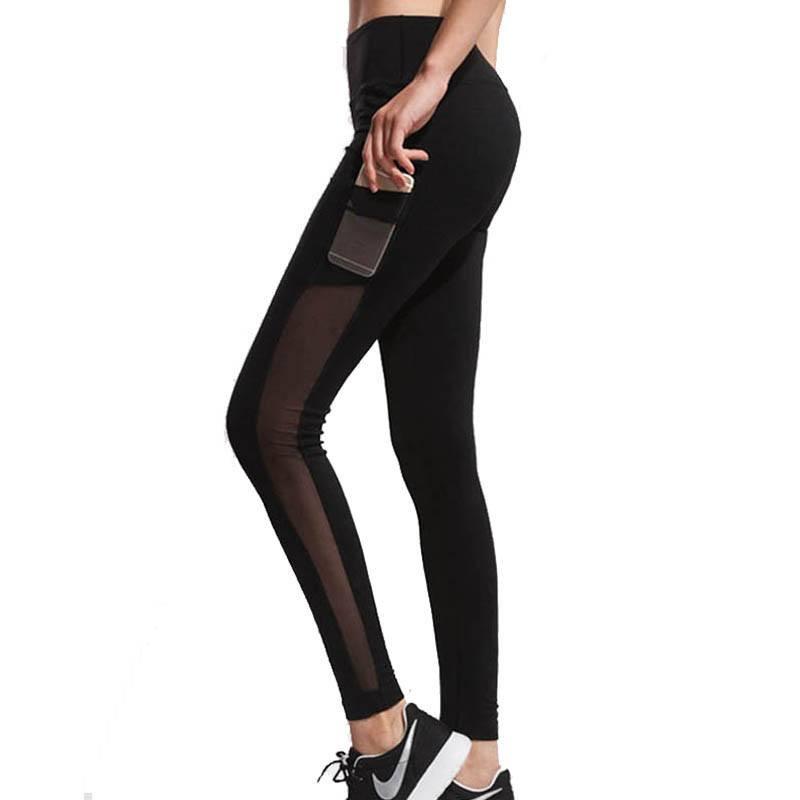 Sheer Cutout Active Leggings with Thigh Pocket