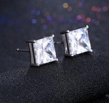 Princess Cut Sterling Silver Earrings