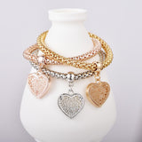 1 Set Heart Charm Bracelets with Austrian Crystals