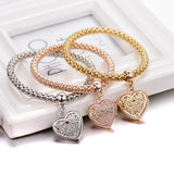 1 Set Heart Charm Bracelets with Austrian Crystals