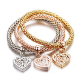 1 Set Heart Charm Bracelets with Austrian Crystals