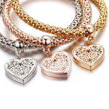 1 Set Heart Charm Bracelets with Austrian Crystals