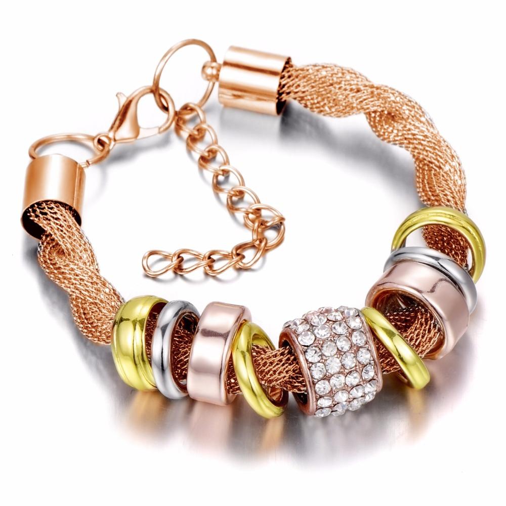 Entwined Rose Gold Metal Bracelet