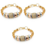 3 Sets of Entwined Gold Metal Bracelet