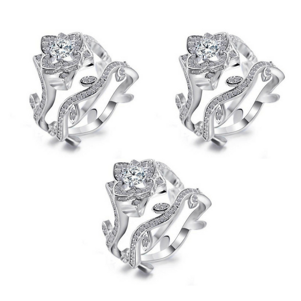 3 Sets of Blooming Flower Ring Stack