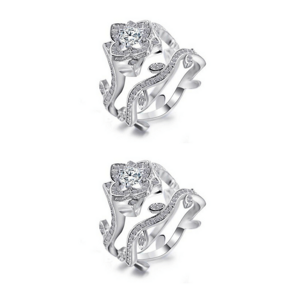 2 Sets of Blooming Flower Ring Stack