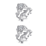 2 Sets of Blooming Flower Ring Stack