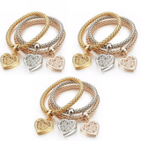 Heart Charm Bracelets with Austrian Crystals