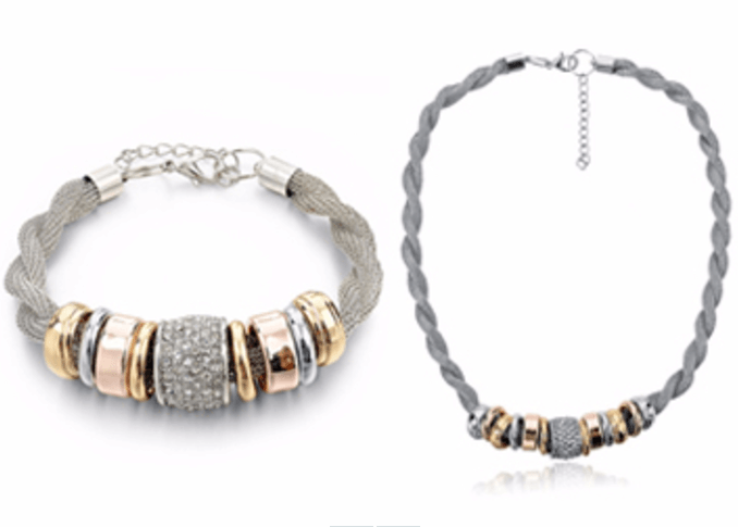 Entwined Silver Metal Bracelet Necklace Bundle Offer