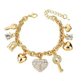 Gold Key Necklace and Love Locked Bracelet Bundle