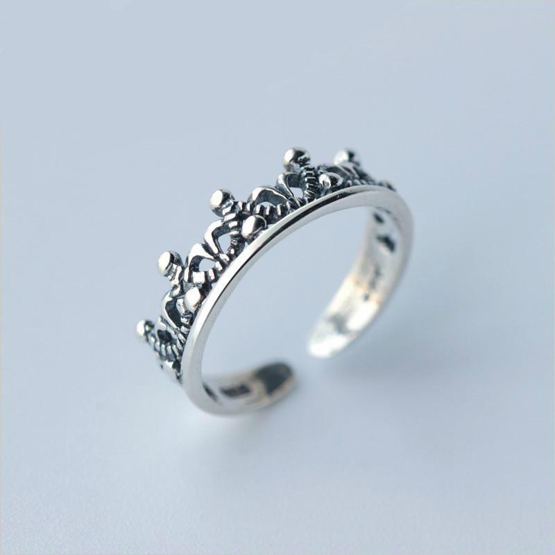 Vintage Crown Sterling Silver Midi Ring