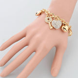 3 Sets of Love Locked Gold Charm Bracelets