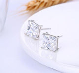 Princess Cut Sterling Silver Earrings