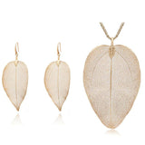 Whimsical Leaves Necklace and Earrings Set