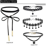Black Retro Chokers - 4pc Set