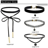 Black Retro Chokers - 4pc Set