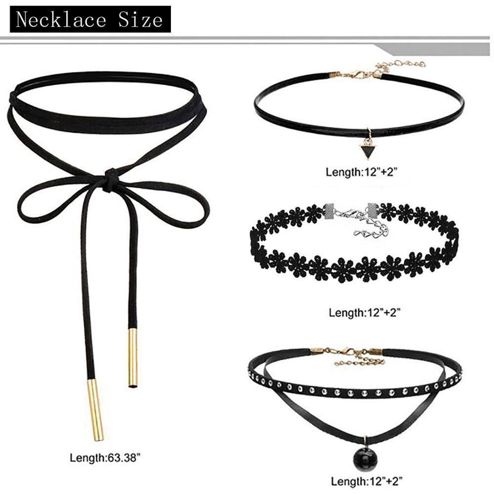 Black Retro Chokers - 4pc Set