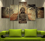 Zen Buddha - 5 Panel Canvas Art