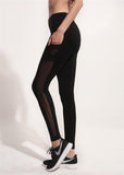 Sheer Cutout Active Leggings with Thigh Pocket